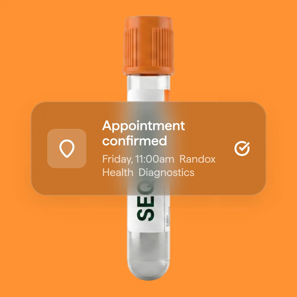 Step 1 — blood test appointment confirmed