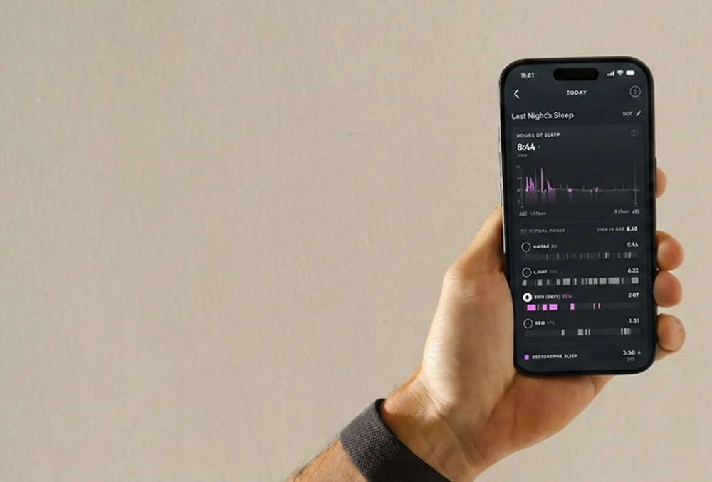 The SEQUENCE app on a phone showing sleep data